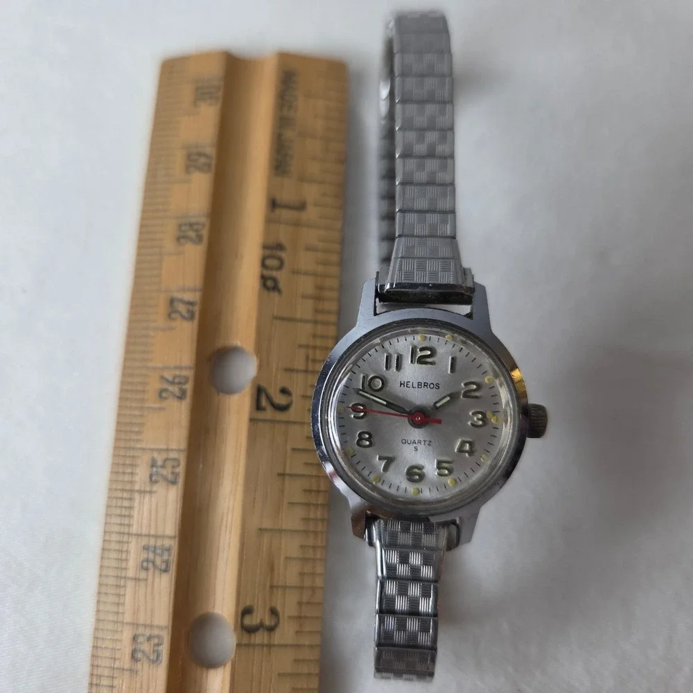 Helbros Vintage Quartz Watch Silver Tone Speidel USA Expansion Band 3ATM